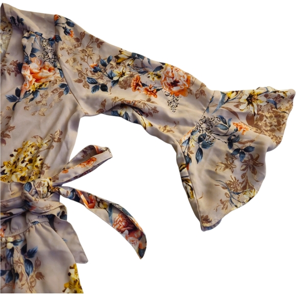 Pink Lily Spring Floral Flutter Sleeve Romper Wrap Girly V Neck Garden Women Med - Picture 3 of 11